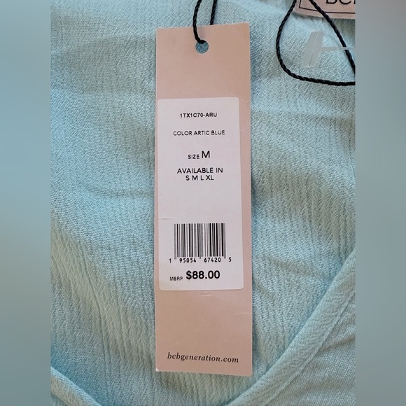 NWT BCBGeneration Cropped Ruffled Peplum Top With Long Peasant Sleeves Size Med - Picture 7 of 10